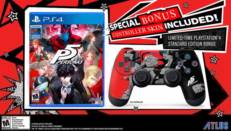 Persona 5 PS4標準版本包括DualShock 4 Controller皮膚